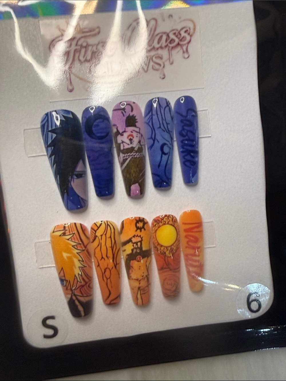 Naruto Anime-Inspired Press-On Nail Set — Purple & Orange
